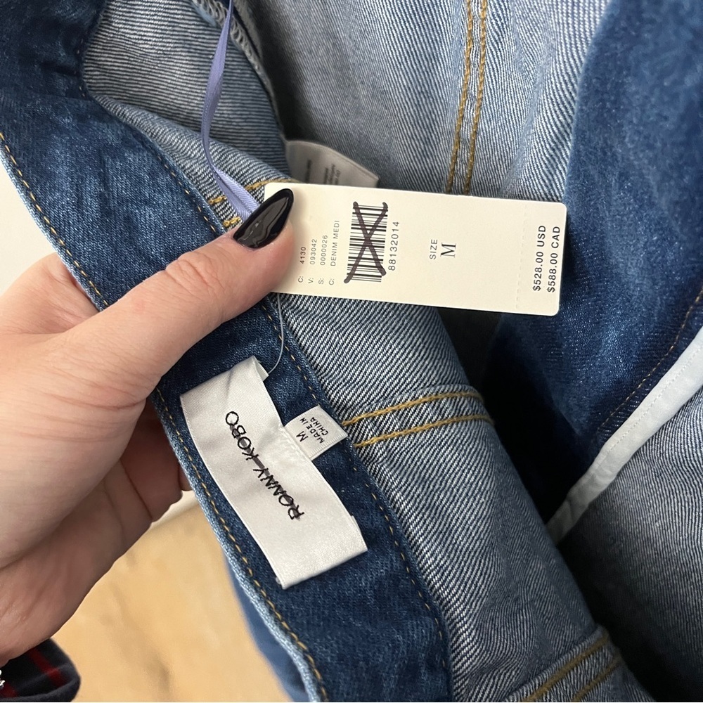 Ronny Kobo Strapless Denim Leopol Midi Dress Size M NWOT - Picture 6 of 6